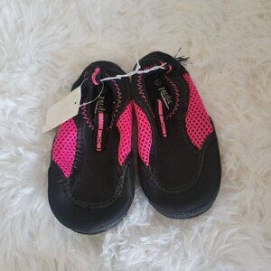 NWT Pacific Wave Toddler Girl Water Shoes Pink Black Mesh Rubber Sole Medium 7-8